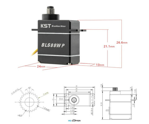 Сервопривод KST BLS88WP (8.5 кг/см, 0.07 сек/60°, 21г)