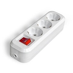 89-7-113 Колодка для удлинителя АБС - пластик, 3 розетки, 16А, с выкл., с/з, S303(G-S303) (Universal)