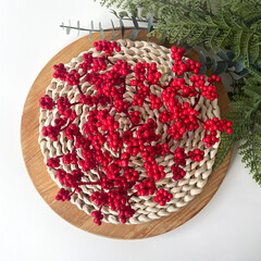 №2 Ягоды бузины зонтиком, цвет КРАСНАЯ, пучок 6 см, набор 10 шт.