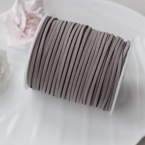 Шнур замшевый (искусственный), серый, 2,3*1 мм, 1 метр, ШН003