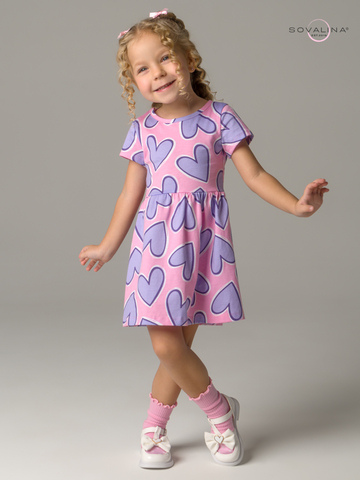 Платье Лето сиреневые сердца