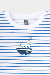 фуфайка  для мальчика  КР 302020/синяя полоска на белом