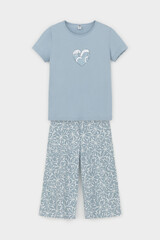 пижама  для девочки  КБ 2827/пыльно-синий,блики на воде