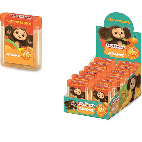 ЧЕБУРАШКА FRUTOMINT Драже в блоках 1кор*24бл*18шт, 14гр