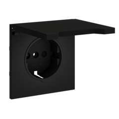 Накладка для розетки с заземлением, защитными шторками и крышкой, S70 (черный матовый)