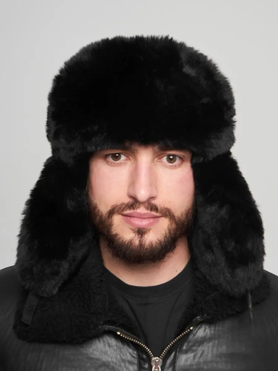 Шапка ушанка меховая теплая с флисом