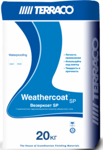 Terraco Weathercoat SP/Террако Везеркоат SP однокомпонентное цементное гидроизоляционное покрытие