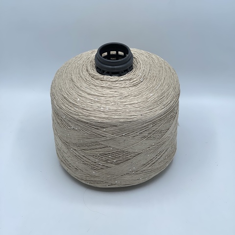 Бобинная пряжа, Linette Pailletes, 450м, 80% Лен, 20% Полиэстер(пайетка),Бежевый+пайетка. 39374