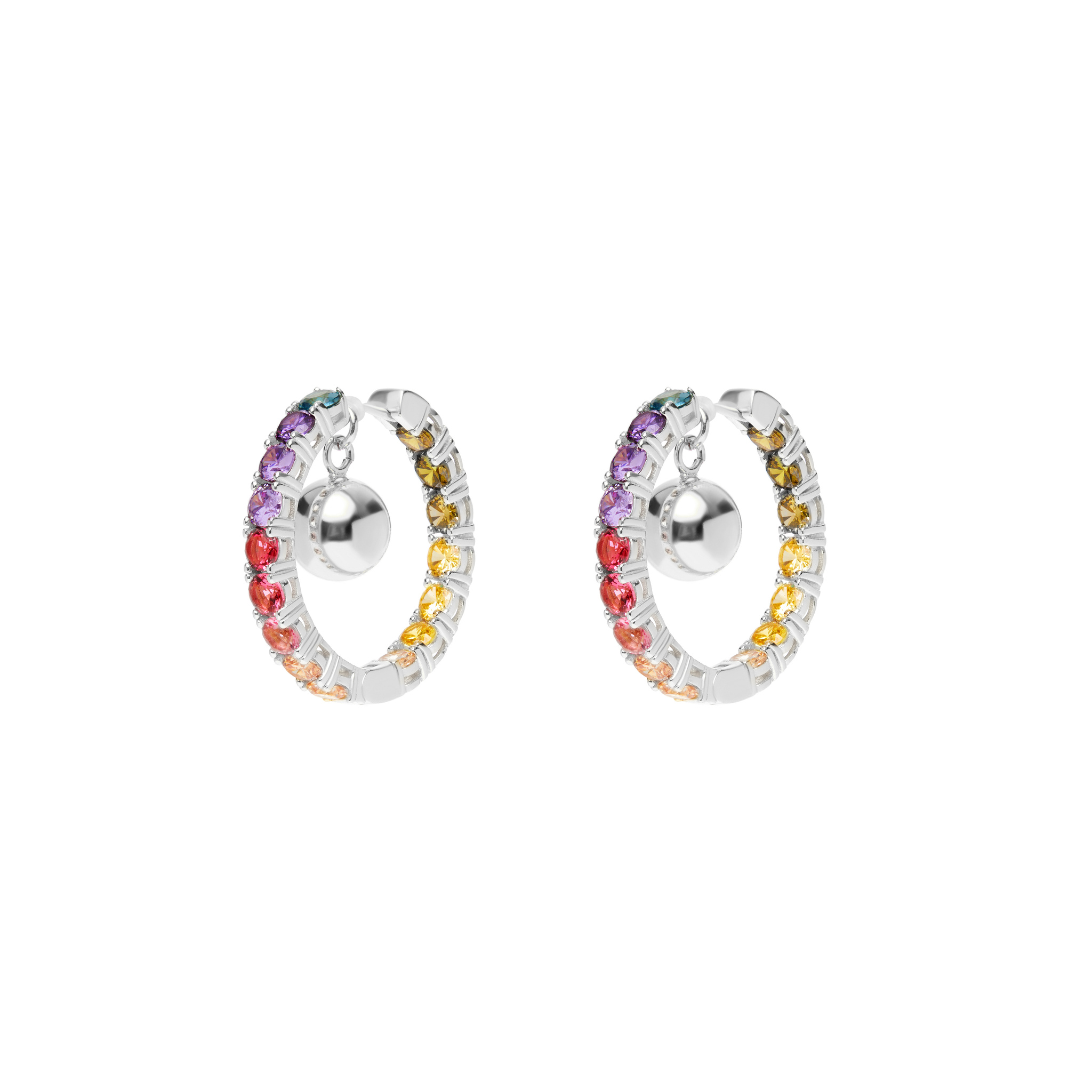 MOUNSER Серьги Silver Ball Rainbow Hoop Earrings koj s925 silver star moon hoop earrings retro charm vintage 925 sterling plata small hoop earringsfor women luxury pendientes