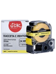 Кассета с лентой S'OK by Sakura Printing C53S656005 (LK-6YBP) для Epson  LW700, LW600P, LW1000P, Z700, Z800, черный на желтом, 24мм, 8м, пастельная