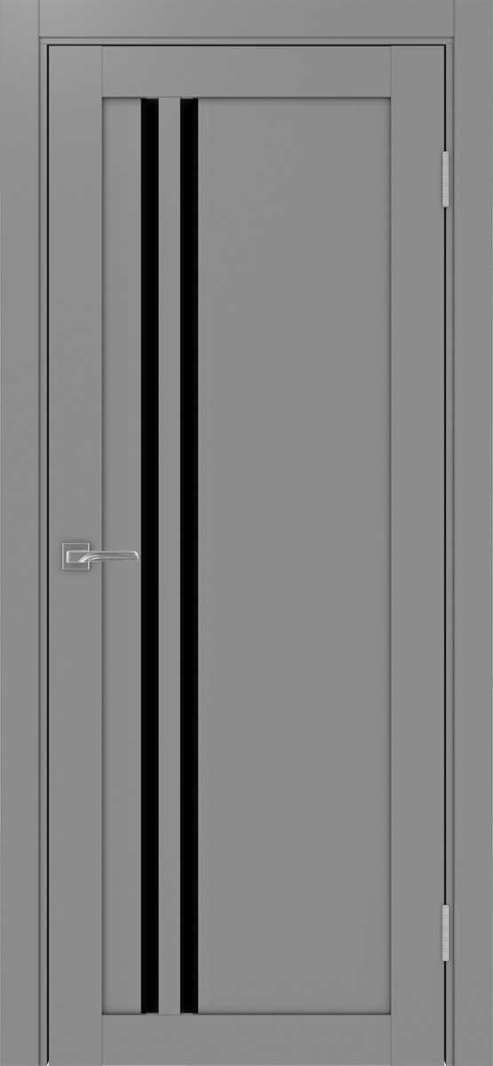 Дверь межкомнатная Оптима Порте Турин 525.121 АПС молдинг SB, цвет серый, экошпон, стекло лакобель черное