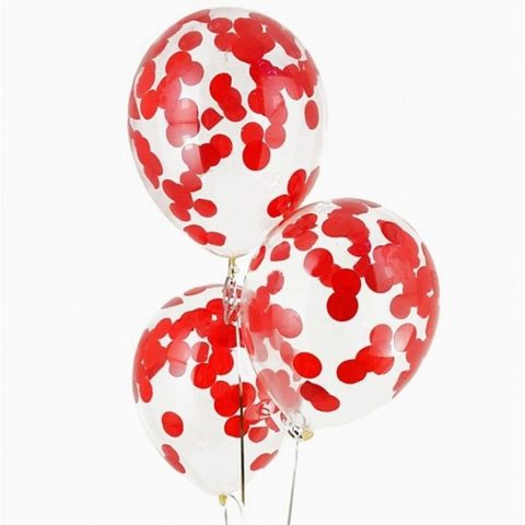Воздушные шары с красным конфетти
