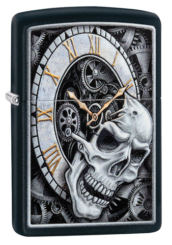 Зажигалка Zippo Skull Clock Design с покрытием Black Matte (29854) | Wenger-Victorinox.Ru