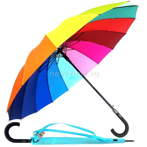 Зонт трость радуга 16 цветный Galaxy полуавтоматический