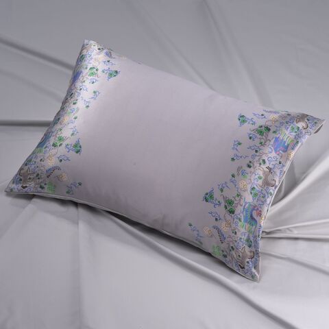 Наволочка 50x70 Mollen Цветок папоротника светло-серая хлопковая