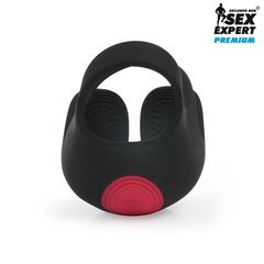 Черная вибронасадка на пенис и мошонку Sex Expert - 