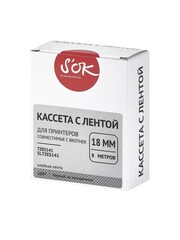 Кассета с лентой S'OK by Sakura Printing TZES141 для Brother,  черный на прозрачном, 18мм, 8м , наклейка