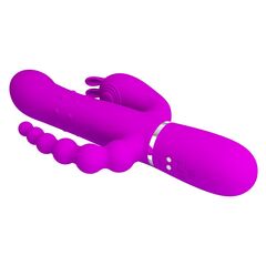 Лиловый вибратор для тройной стимуляции Cammy - 22,2 см. - 