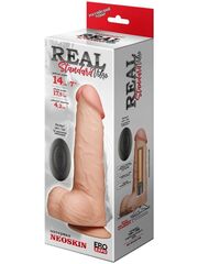 Телесный вибратор-реалистик REAL Standard с пультом ДУ - 17,5 см. - 