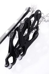 Черно-серебристые зажимы для сосков с кольцом для пениса TOYFA Metal - 