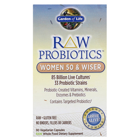 Garden of Life, RAW Probiotics, для женщин старше 50 лет, 90 вегетарианских капсул