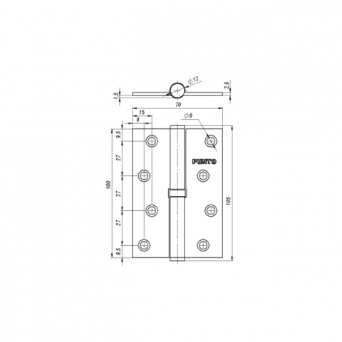 Петля съемная 113/HD-4 AC right (медь) правая ПОДВЕС