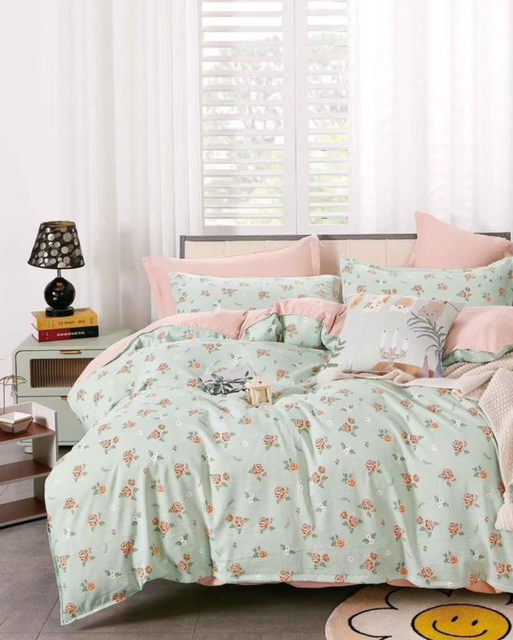 ZEPHYR HOME Двуспалка Фланель Зеленый цветы