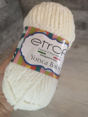 Плюшевая пряжа ETROFIL YONCA BABY Слоновая кость (5шт; 500гр)