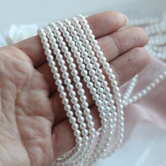 Майорка White Pearls (слегка с розовым отливом) 4 мм, 1 нить, МА033