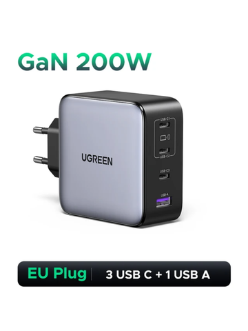 Зарядное устройство  UGREEN X764 (35539) Nexode Pro 200W USB-A+3*USB-C GaN Tech Fast Charger EU, серый