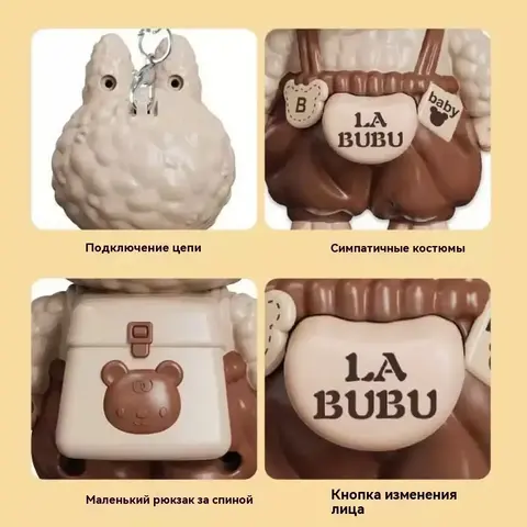 Игрушка-брелок Лабубу меняет лицо