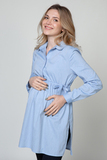 Рубашка для беременных 15958 голубой меланж