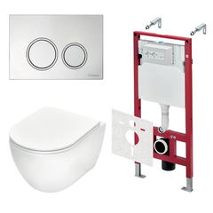 TECE K401101WCR TECEspring Base Комплект 4 в 1 инсталяция, панель смыва с круглыми кнопками, хром глянц., унитаз модель R фото