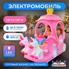 Детский электромобиль для парка «Карета принцессы» двухместный, усиленная подвеска