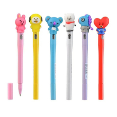 Ручка шариковая, Basir, синие чернила, серия "Животные", с резиновой фигуркой и фонариком, 36 шт