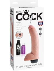 Телесный фаллоимитатор с эффектом семяизвержения Squirting Cock with Balls - 22,9 см. - 