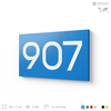 Номер на дверь 907, табличка на дверь для офиса, квартиры, кабинета, аудитории, склада, голубая 120х70 мм, Айдентика Технолоджи