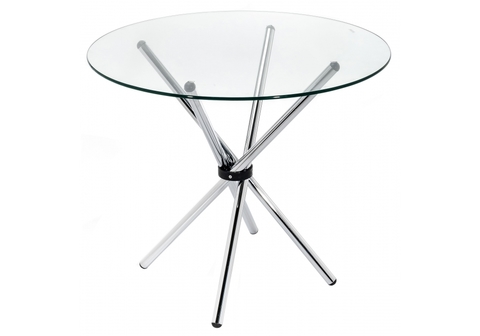 Стеклянный стол кухонный, обеденный, для гостиной Siri 90 90*90*77 Хромированный металл /Прозрачный