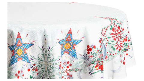 Скатерть 168см Mix&Match Home Счастливая звезда белая с принтом