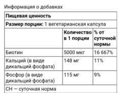 Solgar, биотин, 5000 мкг, 50 вегетарианских капсул