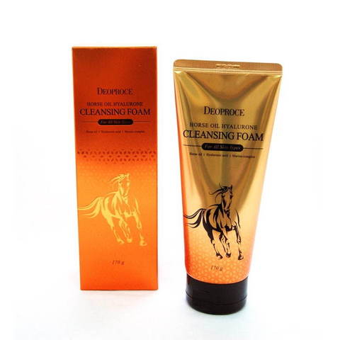 Deoproce Horse Пенка для умывания с гиалуроновой кислотой и лошадиным жиром Deoproce Horse Oil Hyalurone Cleansing Foam 170 г