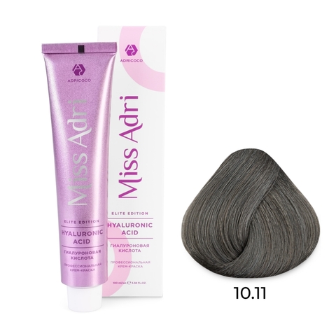 Крем-краска для волос Miss Adri Elite Edition, оттенок 10.11 Платиновый блонд пепельный интенсивный, ADRICOCO, 100 мл