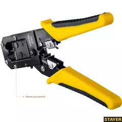 STAYER S-RJ, (RJ45, RJ11, RJ12), универсальный кримпер, Professional (22652)