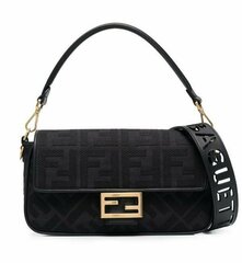 Сумка через плечо Fendi Baguette с логотипом FF черный