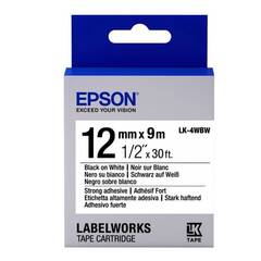 654016 Картридж EPSON с лентой LK-4WBW (лента повышенной адгезии 12мм, Бел./Черн.)