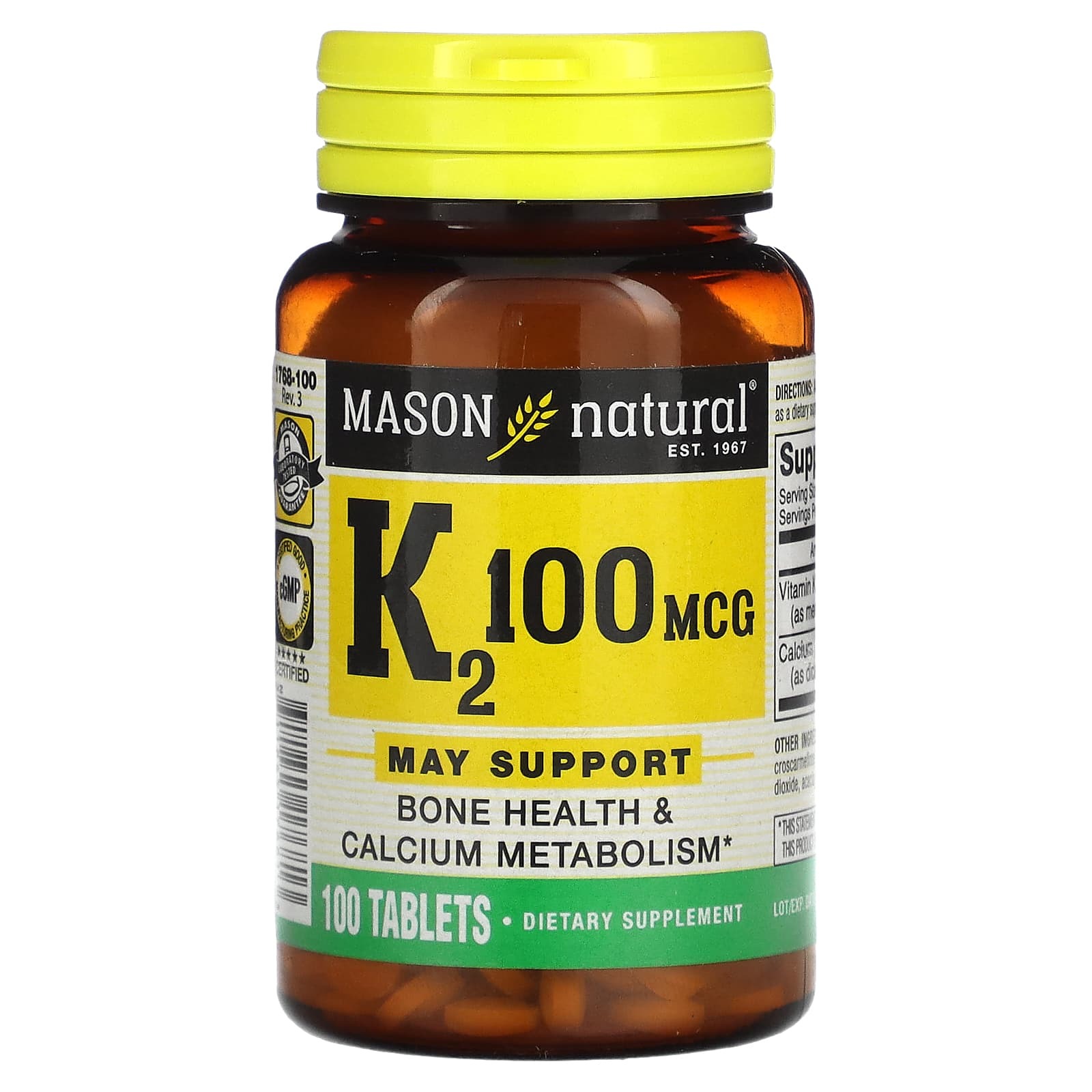 Mason Natural, витамин К2, 100 мкг, 100 таблеток MAV-17681 – купить за ...