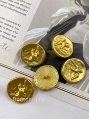 Пуговицы золотистые Скиапар. круглые с птицей