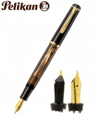 Ручка перьевая Pelikan Elegance Classic M200 Brown Marble GT, F (808880)