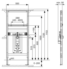 TECE TECEprofil 9310000 инсталляция для раковины, монтажная высота 1120 мм