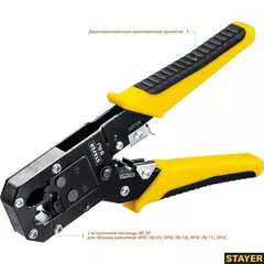 STAYER S-RJ, (RJ45, RJ11, RJ12), универсальный кримпер, Professional (22652)